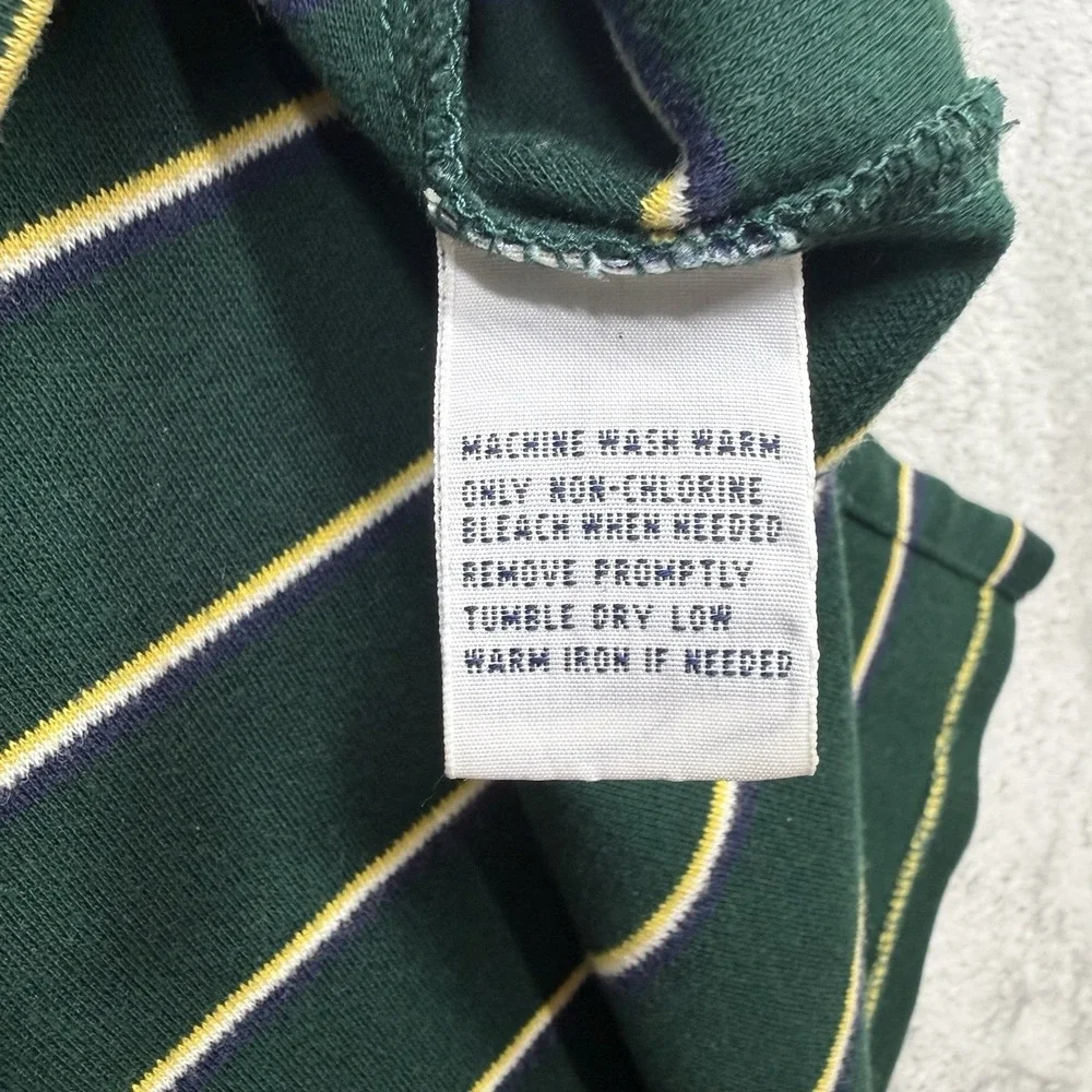 Vintage Ralph Lauren Custom Fit Polo Shirt Green Striped Short Sleeve Size XL